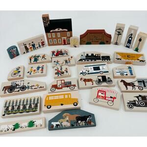 Cats Meow Village Shelf Sitters 80s 90s Faline People Horse & Buggy Train Lot